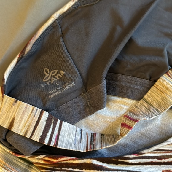 Prana tank top, cross straps, gray with multicolor splashes, size L - Picture 3 of 3
